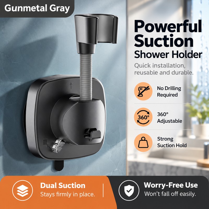 360° Adjustable Handheld Shower Head Holder for Bathroom – No-Drill