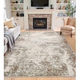6x9 Washable Area Rugs - Modern Abstract Rugs for Living Room Non-Slip Low Pile Soft Machine Washable Carpet for Bedroom, Dining Room, Nursery, Home Office, Farmhouse (6'x9' Brown Grey)