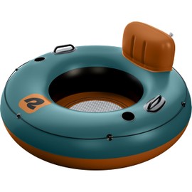 Retrospec Siesta Float 48" Inflatable River Tube | Heavy-Duty Water Float w/Backrest & Cup Holders | 300 lbs | Repair Kit | Pool, Lake & River