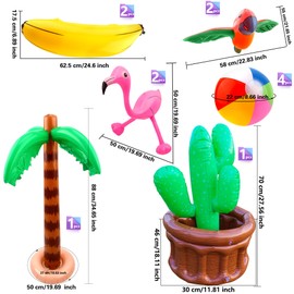 Octaday 12 Pack Large Inflatable Palm Tree Cooler Palm Tree Blow up Flamingo Banana Beach Ball Parrot Beach Ball Toys for Tropical Hawaiian Summer Pool Party Decorations