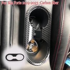 MUXEE for Kia Forte 2019-2024 ABS Carbon Fiber Center Consoles Cup Holder Panel Cover Trim - Sport Upgrade Trims Interior Accessories (1PCS)-（NOT FIT GT-Line and GT Models）