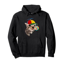 Silly Cat With Lollipop Meme Pullover Hoodie