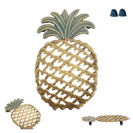 Cast Iron Pineapple Trivet for Hot Dishes (9.84 Inches) - Decorative Pineapple Iron Trivet & Kitchen Hot Pad, Heavy-Duty Heat-Resistant Table Protector, Rustic Home Decor Gift