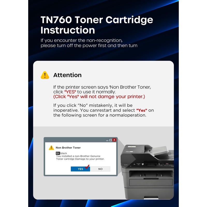 Timink TN760 Toner Cartridges 4 Pack Replacement for MFC-L2710DW, Black