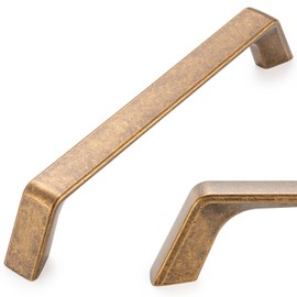 KOOFIZO 10 Pack 5 Inch Antique Brass Cabinet Pulls Vintage Brass Cabinet Handles Brass Hardware for Kitchen Cabinets Drawers P21 Bedroom Dresser Bathroom Vanity Cupboard