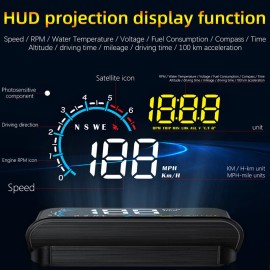 Speedometer Digital HUD Head Up Display OBD2 GPS Projector Overspeed Alarm $&