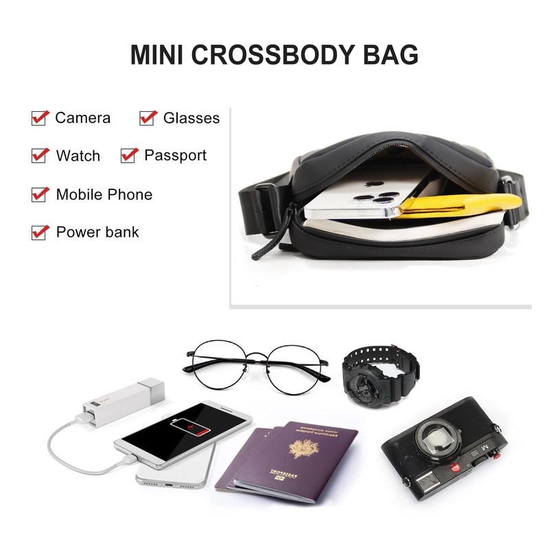 Lemuvlt Small Messenger Bag for Men PU Waterproof Crossbody Bag