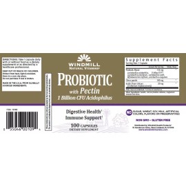 ACIDOPHILUS Windmill Vitamins Acidophilus with Pectin Dietary Supplement Capsules 100 Count