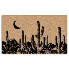 Mingnei Vintage Western Cactus Coco Coir Doormat Door Mat for Home House Entrance, Retro Country Southwestern Western Desert Landscape Floor Mats for Outdoor Outside Entryway 30x17 Welcome Mat