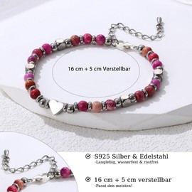 Dochais Women's Bracelet 925 Silver Natural Healing Stones Bracelet Gifts for Women Girls Bracelet Birthday Gift Gemstones Pearl Bracelet Women, 21 cm, Stainless Steel