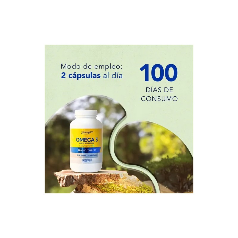 Omega 3 Epa 360 Dha 240 200 Cápsulas Naturagel Sabor