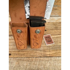 Tex Shoemaker Vintage Tex Shoemaker Brown Hand Floral Carved 45 1911 Quad 4 Magazine Carrier B