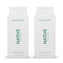 Native Body Wash Natural Body Wash for Women, Men | Sulfate Free, Paraben Free, Dye Free, with Naturally Derived Clean Ingredients Leaving Skin Soft and Hydrating, Eucalyptus & Mint 18 oz - 2 Pk