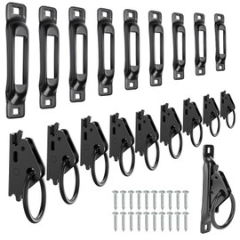 TENVONE 10 Pack E-Track O-Rings with 10 Pack Single Slot Tie-Downs, Black Powder Coated E Track Accessories Set for Cargo Loads, Ratchet/Cam Straps in Flatbeds Trailers Vans Trucks Pickups Tie Down