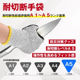 thsgrt Cut Resistant Gloves, Top Rank Cut Resistant & Anti-Slip, Level A5 Cut Resistant Gloves, Work Gloves, Blade Proof, Anti-Slip, Disaster Prevention, Abrasion Resistant, Tear Resistant, Coating