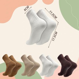 TUONYIS Non Slip Yoga Socks Trampoline Socks for Women Pilates Grips Socks Yoga Socks With Grips Fall Prevention Grip Socks for Home Workout (UK, Alpha, One Size, Regular, Regular, 4 Pairs)