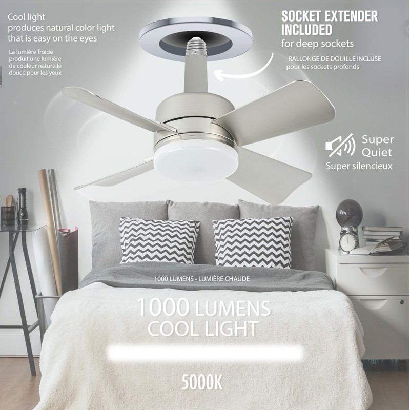 Bell+Howell Socket Breeze Cool Light Deluxe Silver – Ceiling Fans