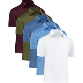 MLYENX 5 Pack Mens Polo Shirts Short Sleeve Quick Dry Moisture Wicking Casual Golf T Shirts for Men