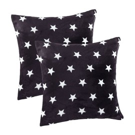 MALIKA Nicky-Teddy Cashmere Touch Coral Fleece Cushion Cover All Sizes Couch Cushion Sofa Cushion Decorative Stars Size: 2 x 50 x 50 cm, Design: Stars Black