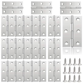 Pack of 20 Hinges Stainless Steel Door Hinge 55 x 34 mm Hinges Folding Hinges Small Piano Band Hinge 6 Holes with 120 Screws