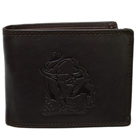 High-Quality Wallet Buffalo Wild Leather Bull Embossed, black, Modern