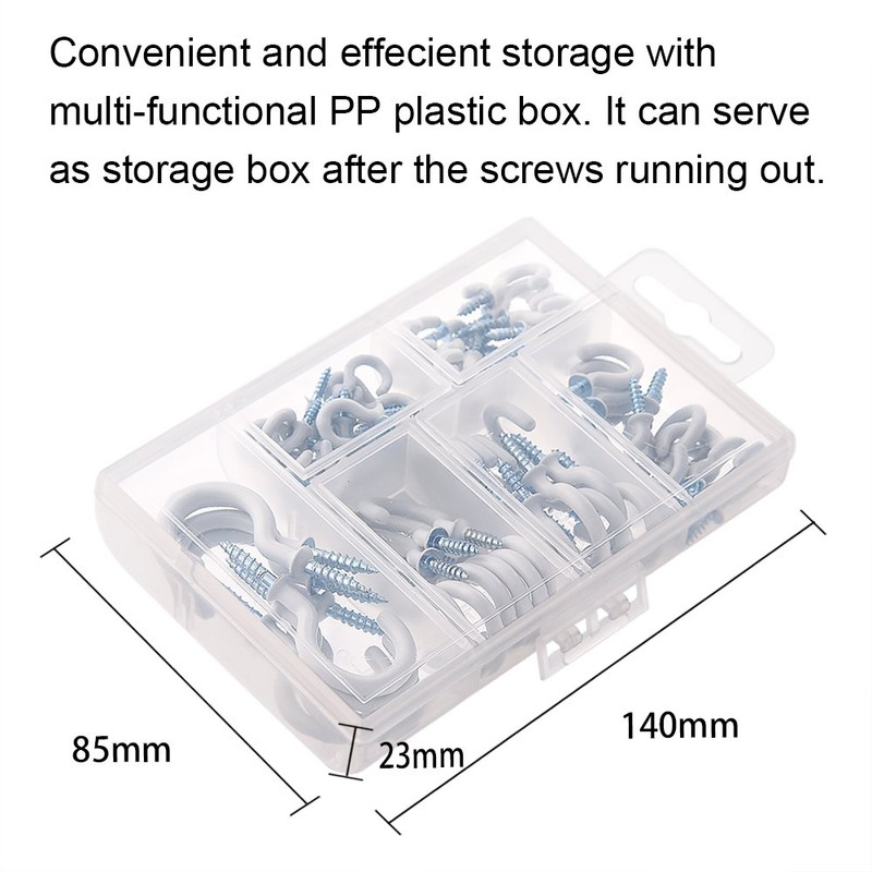 Kuuqa 80 Pieces Vinyl Coated Ceiling Screw Hooks Cup Hooks