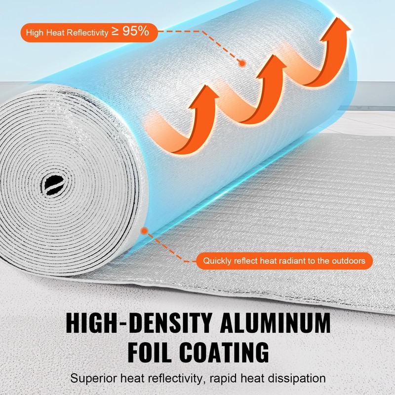 VEVOR Double Reflective Insulation Roll, Foam Core Radiant Barrier, 3.2