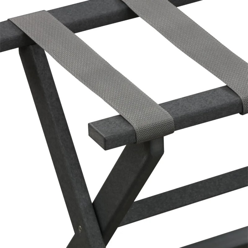 Homeroots Earth Friendly Dark Gray Folding Luggage Rack With Gray