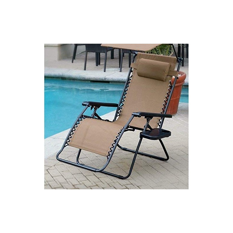 Jeco Oversized Zero Gravity Chair with Sunshade and Drink Tray,
