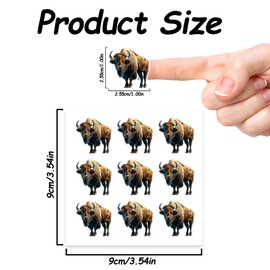 AHANDMAKER 180Pcs Mixed Color Bison Buffalo Planner Stickers, 1 Inch Square Animal Print Stickers for Planner Calendar, Scrapbooking, Craft, Calendars, Journals, Album