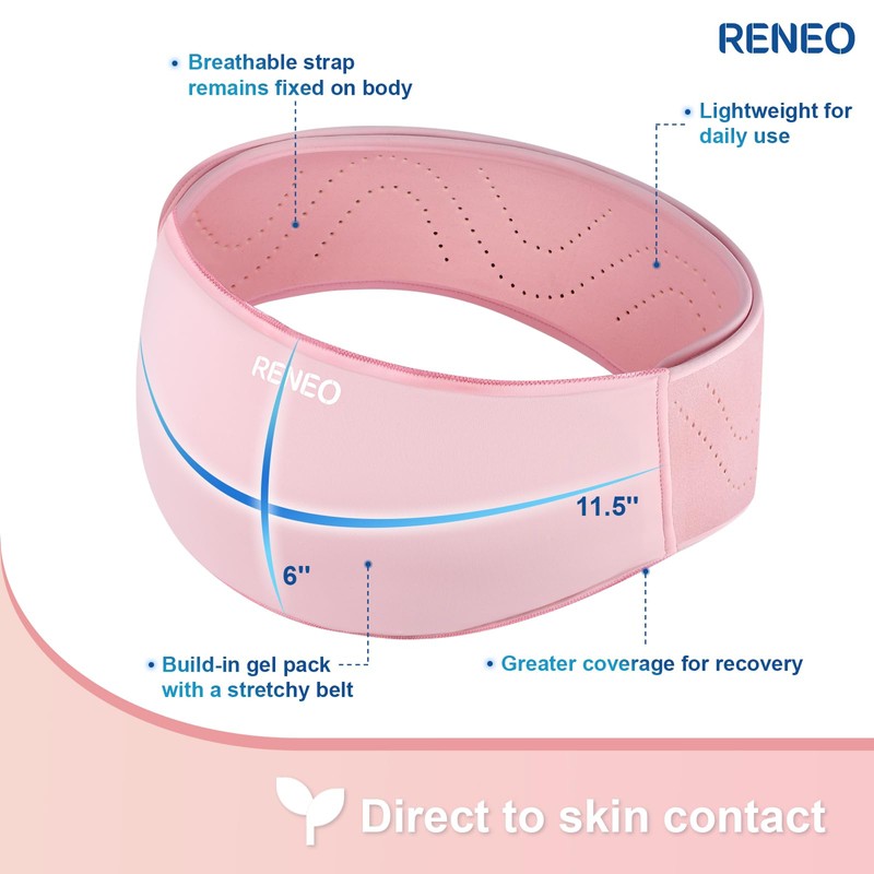 RENEO C Section Belly Binder, Reusable Solid Gel Ice Pack