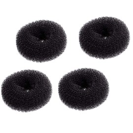 4 Pack Black Extra Small Hair Bun Maker Mini Chignon Hair Doughnut Shaper Hair Donut Sock Bun Form Hair Accessories for Kids, Girls, Short and Thin Hair (Size 2.4 Inch)