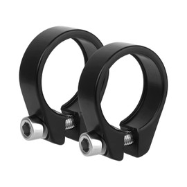 LEEQ Bicycle Seat Clamp - 2 Pieces Seat Post Clamp Made of Aluminium Alloy Bicycle Seat Post Clamp for Folding Bike Mountain Bike Road Bike Seat Post Clamp Holder in (Black: 28.6 mm)