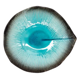 Mino Ware Leaf Platter Approx. 9.8 x 9.1 inches (25 x 23 cm), Shinkai Glaze, Made in Japan