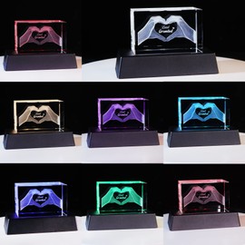 Glass Gifts for Grandad from Granddaughter or Grandson, Crystal Engraved 3D Heart in Hands with Best Grandad Keepsake Presents for Great Grandad from Grandchildren on Christmas or Father's Day