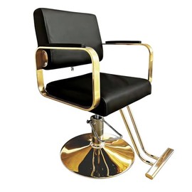 Raganet Silla Hidráulica Profesional Barbería Salón Belleza Base Metálica Redonda Ajustable Tapizado Acolchado Diseño Ergonómico Estilistas Dorado