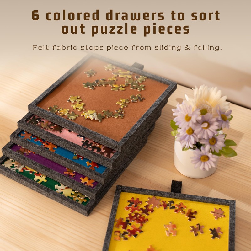 Tektalk 2000 Piece Foldable Jigsaw Puzzle Table with Cover, 3-Tilting-Angle