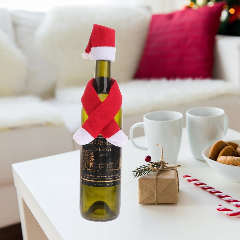 LIOOBO 6 Sets Christmas Hat Scarf Creative Beautiful Bottles Cap