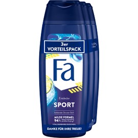Fa Revitalising Sport Shower Gel with the revitalising fresh scent of green citrus 3, 750 ml