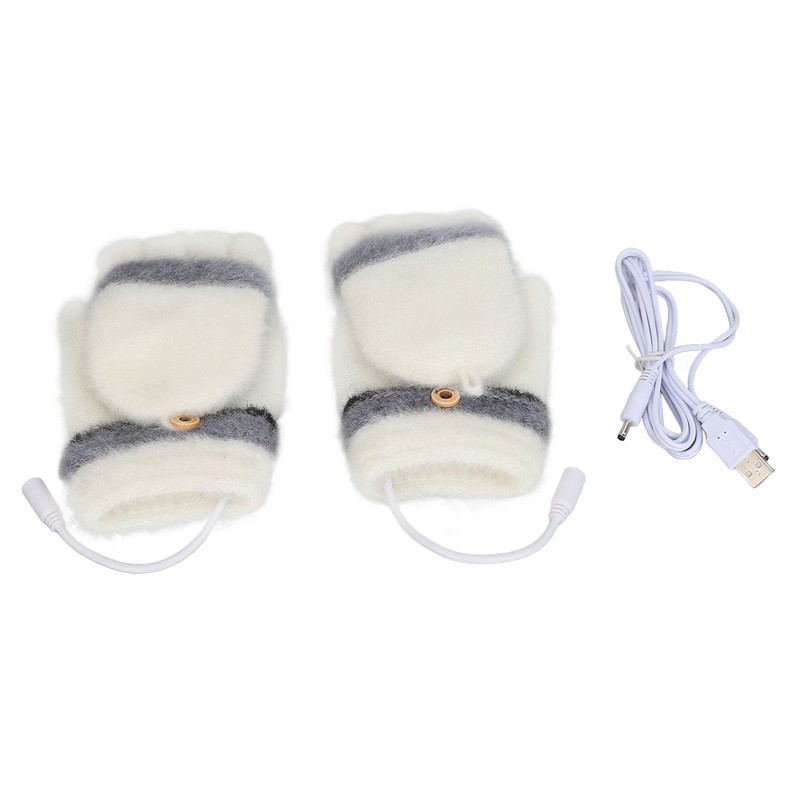 1 Pair USB Heated Gloves Mitten Winter Warm Full Finger