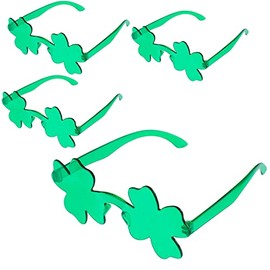Shitailu 4Pcs St. Patrick’s Day Shamrock Sunglasses Irish Glasses, Four Leaf Clover Glasses Green Leprechaun for Kids Adults Festival Holiday Party Decoration