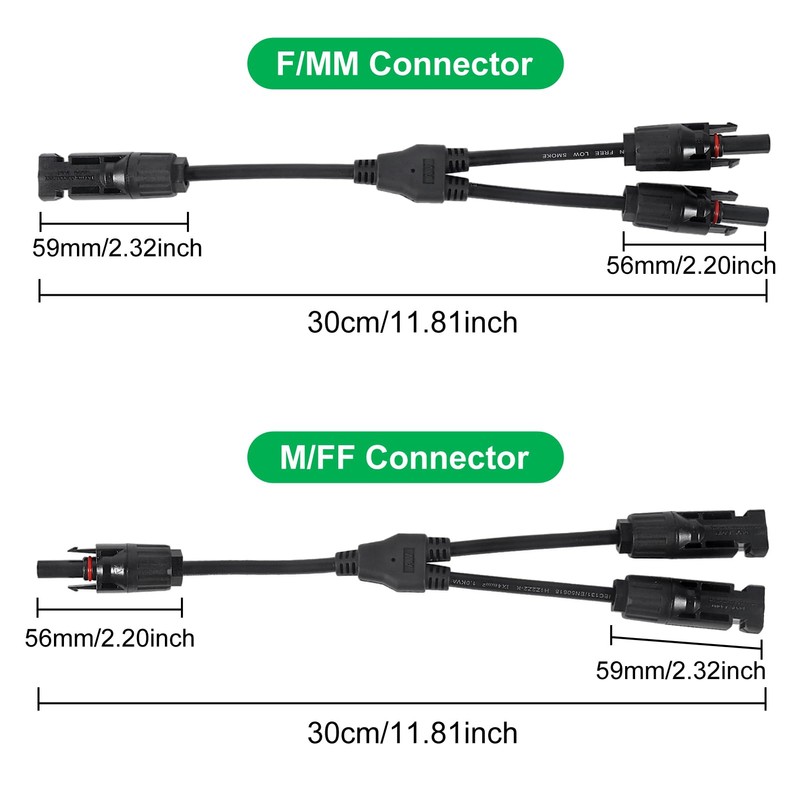 UMLIFE 2 Pair Solar Connectors Y Branch Parallel PV Adapter