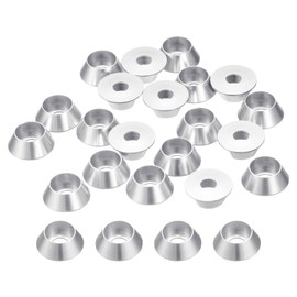 sourcing map M4 Cone Cup Countersunk Washers, 30 Pcs Anodized Aluminum Gaskets Cup Head Washer Gasket, Cup Screw Counterbore Gasket for Mechanical Accessories Parts, Silver