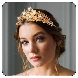 Handcess Greek Goddess Crown Leaf Gold Crown Headband Costume Flowers Headdress Leaves Bridal Hair Accessories for Women
