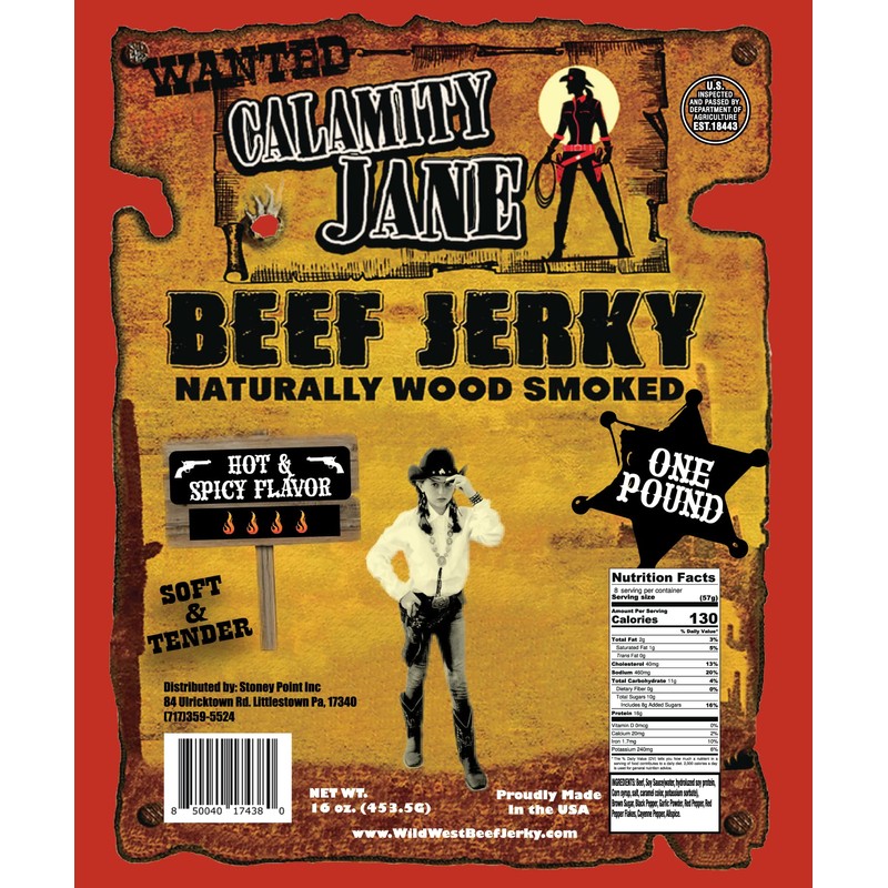 Calamity Jane Beef Jerky Hot & Spicy Flavor One Pound