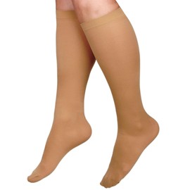 Medline Curad Knee-High 15-20mm Hg Compression Hosiery, Regular Length, Black, Size G, Pair