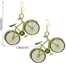 CWVHQ Bike Drop Earrings Unique Handmade Lightweight green Bicycle Dangle Hook Earrings for Women (bicycle)