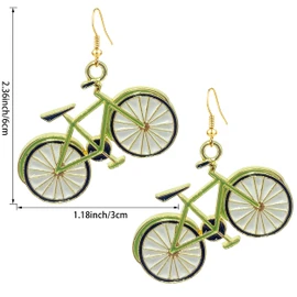 CWVHQ Bike Drop Earrings Unique Handmade Lightweight green Bicycle Dangle Hook Earrings for Women (bicycle)