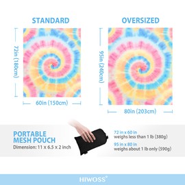 Hiwoss Beach Blanket Waterproof Sandproof Oversized 95”x 80”,Sand Free Beach Mat with Corner Pockets,Portable Mesh Bag for Beach Festival,Picnic,Travel and Outdoor Camping (Unicorn)