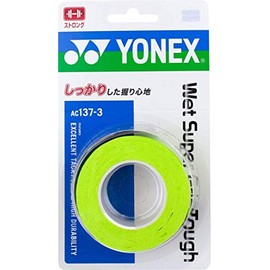 YONEX AC1373 Tennis Badminton Grip Tape Wet Super Grip Tough (Pack of 3) Bright Green